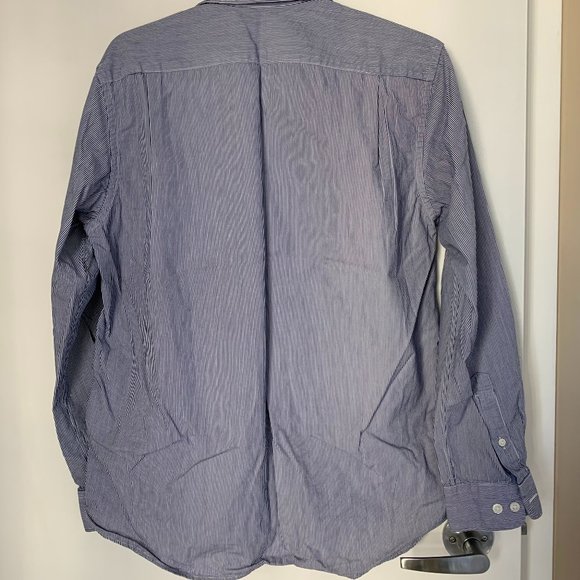 Muji Cotton Women Blue Stripe Shirt Size M - Picture 5 of 6